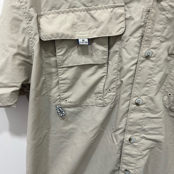 Columbia PFG Shirt Men’s Small Tan Short Sleeve Button Up Vented Fishing-EUC! - Picture 4 of 8